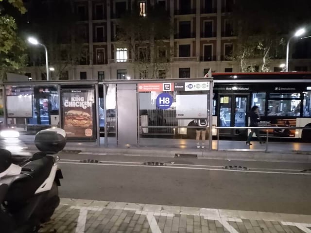 A typical bus stop in Barcelona
