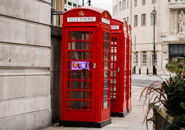 Telephone booths near Oxford Circus, London