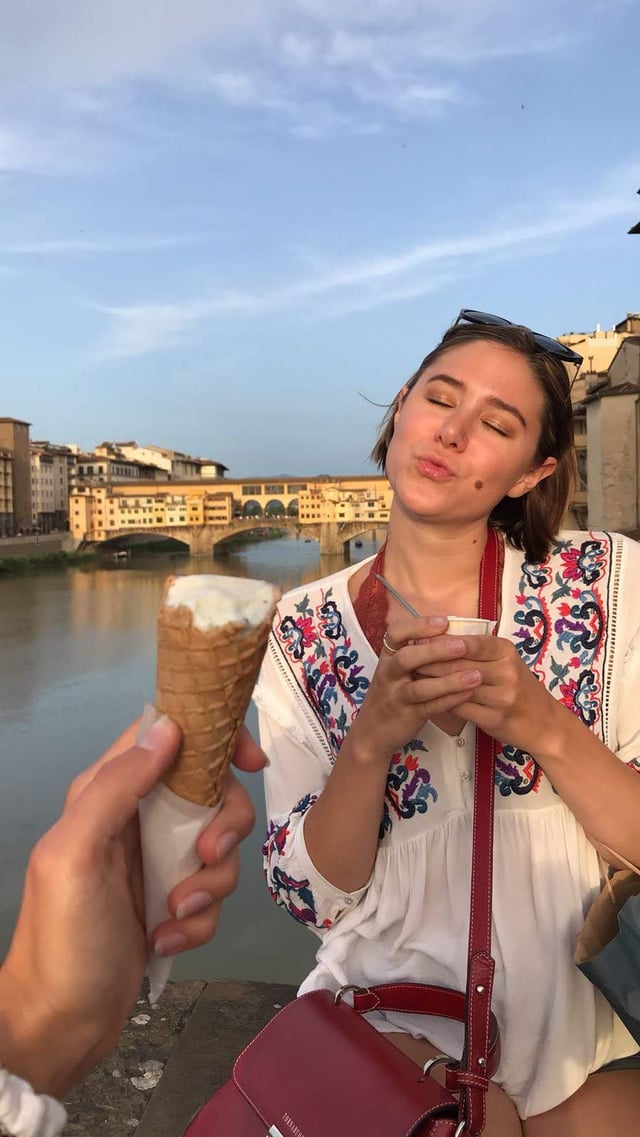 Having Gelato by Ponte Vecchio