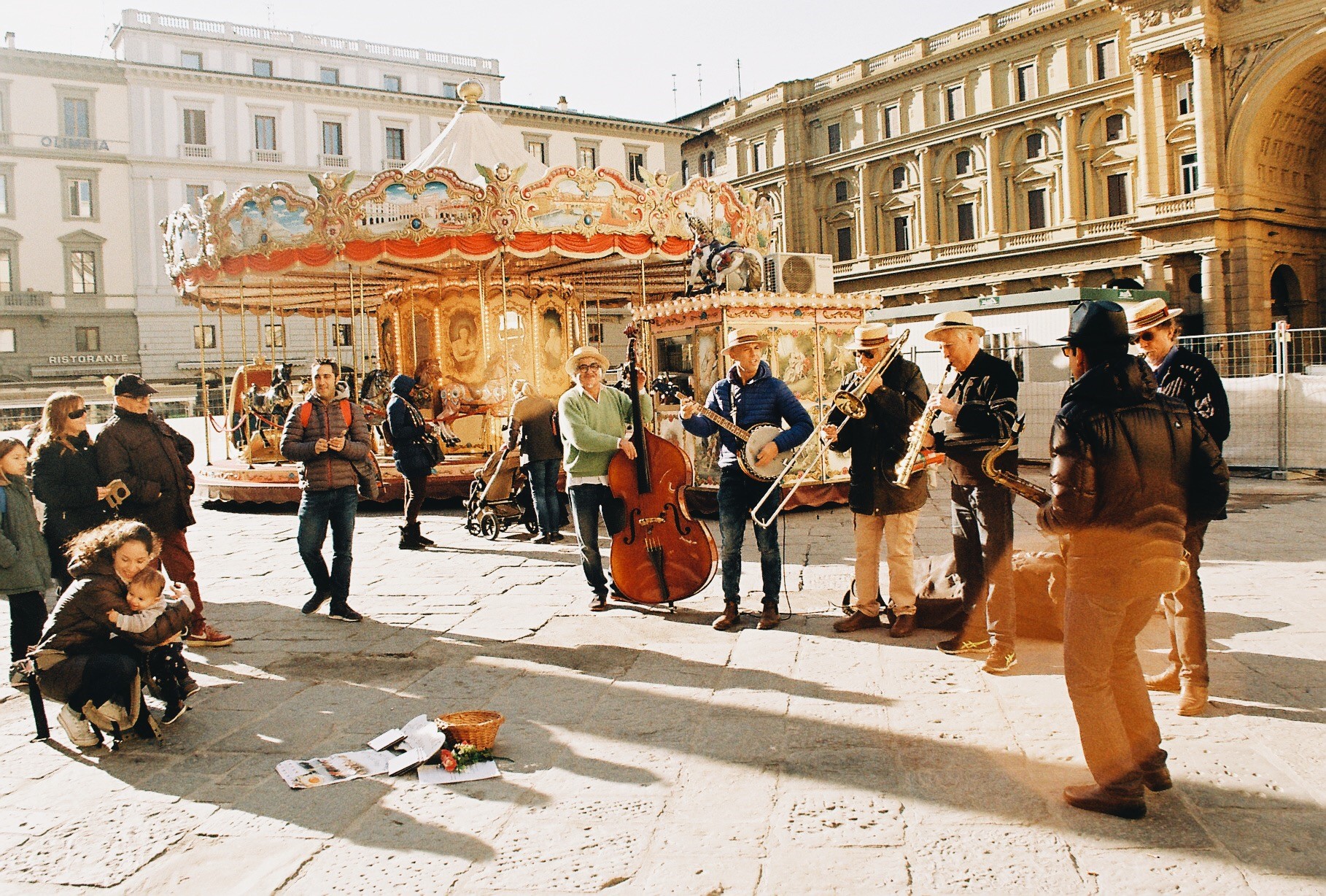 CAPAStudyAbroad_Florence_Fall2018_Payton Meyer_Piazza della Repubblica Carousel and Musicians_35 mm Film