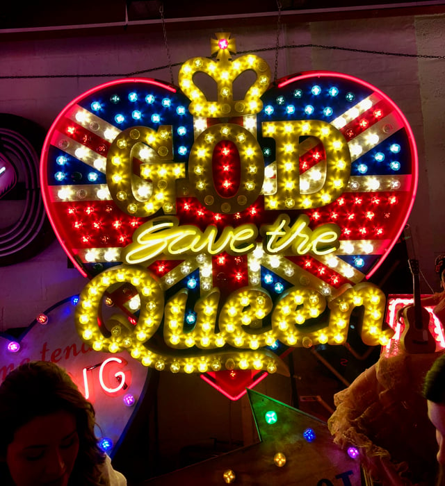 CAPAStudyAbroad_London_Spring2018_From Kelly Allen - God Save the Queen Neon Sign in God's Own Junkyard