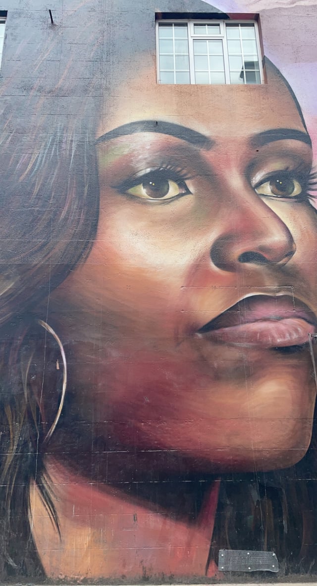 Streetart in Brixton. A portrait of former American First Lady, Michelle Obama.