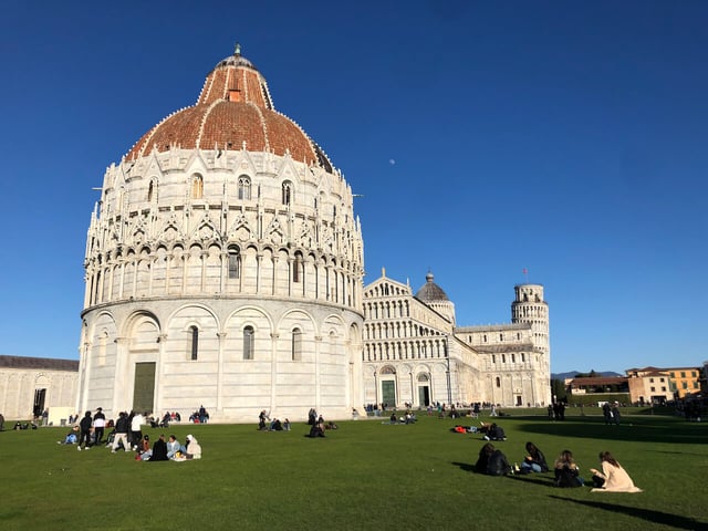 Lounging on the lawn in Pisa