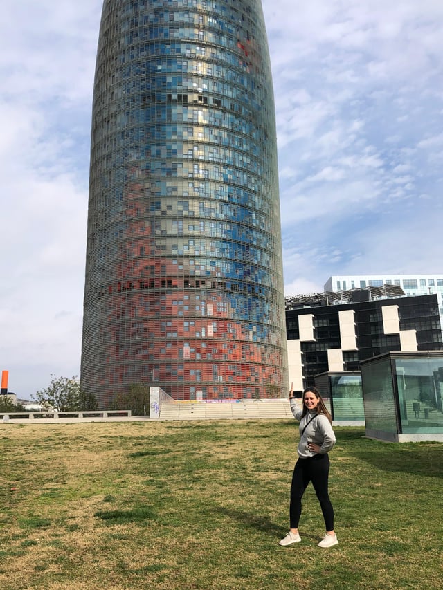 #4 CAPAStudyAbroad_Spring 2020_Barcelona_Nina Vrtjak_ Having fun with the Torre Agbar