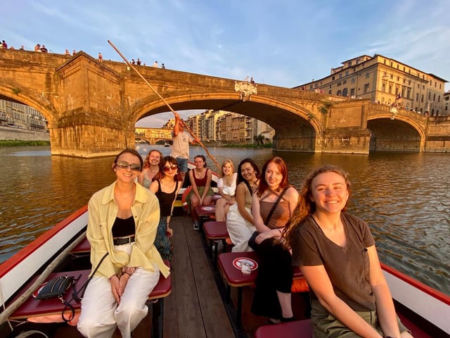 CAPA students on a boat on the Arno River in Florence