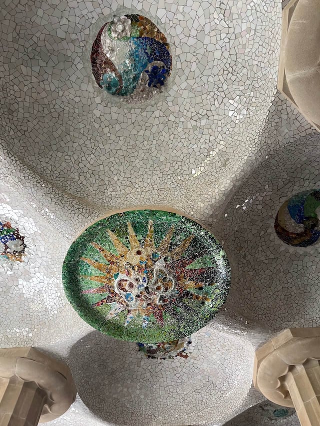 ceiling in Hipostila room at Parc Guell
