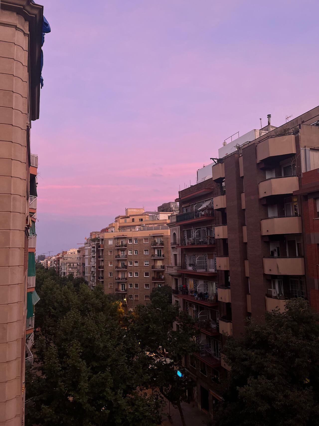 sunset in a Barcelona neighborhood