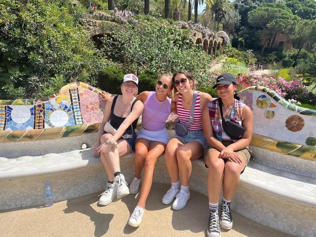 group photo with friends at Parc Güell