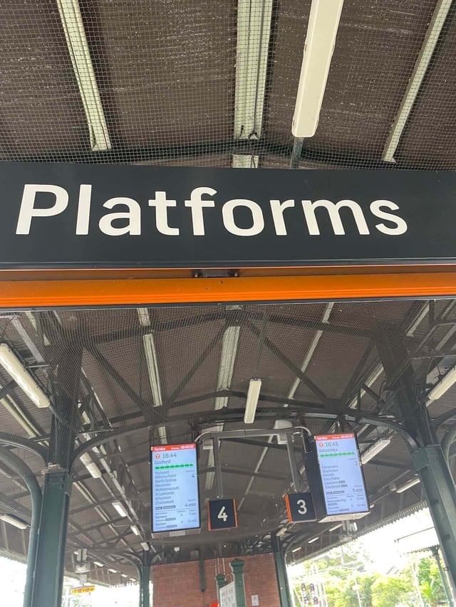 A sign that says, "Platforms", at a train stop in Sydney