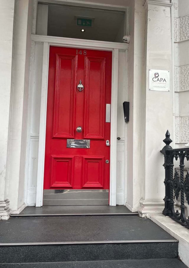 The red door at the entrance of the CAPA London Center